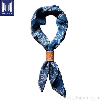 indigo denim pria leher pelacak syal scarf bandana